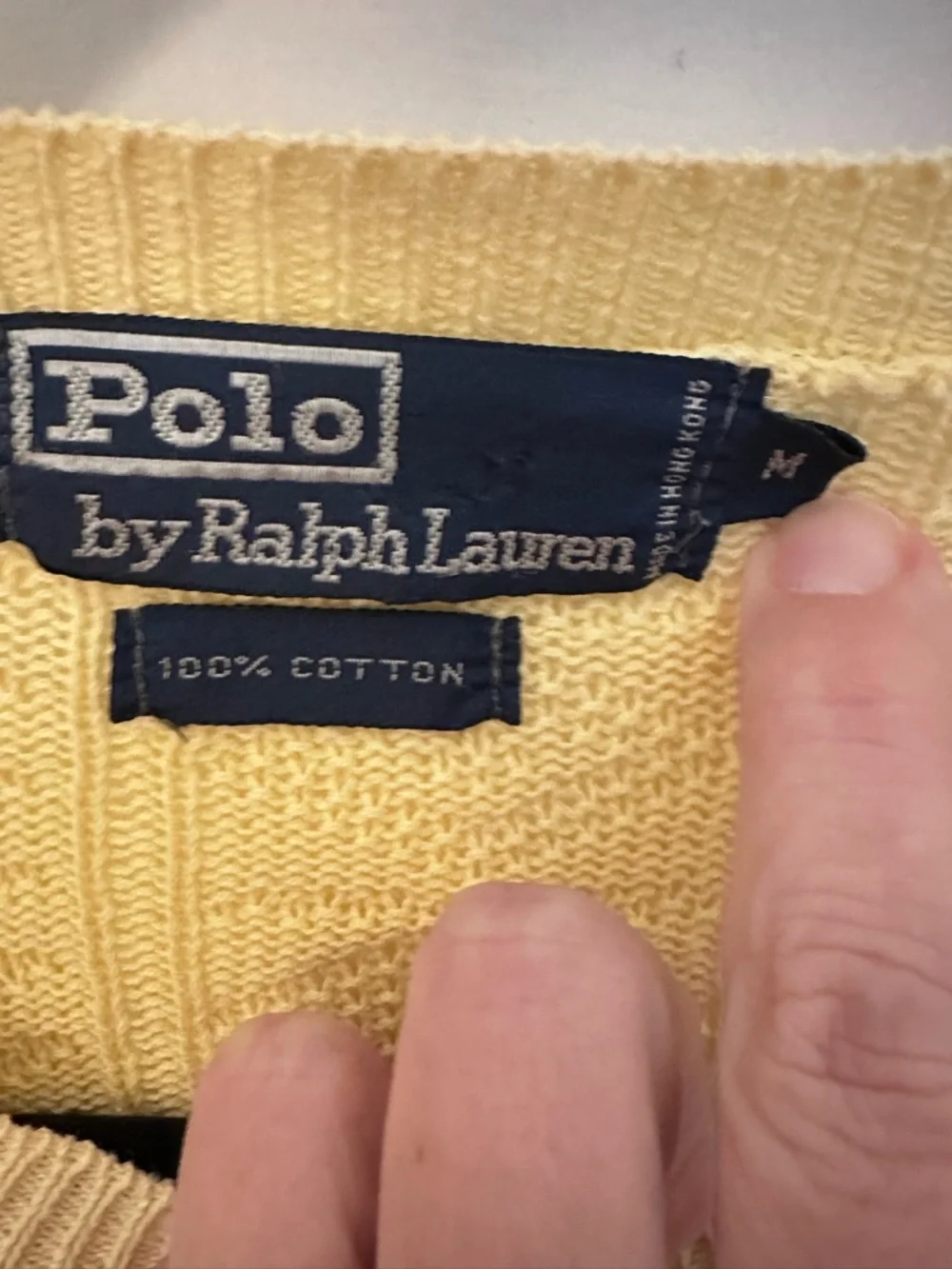 VTG M Polo Ralph Lauren Yellow Cable Knit Sweater 100% Cotton Crewneck Classic - Picture 4 of 12
